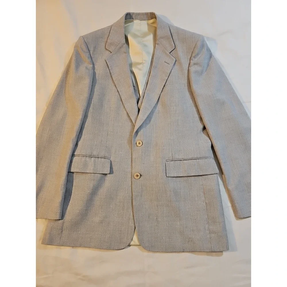 Vintage Elder-Beerman David George Suit Jacket & Vest‎ Light Gray  40 L